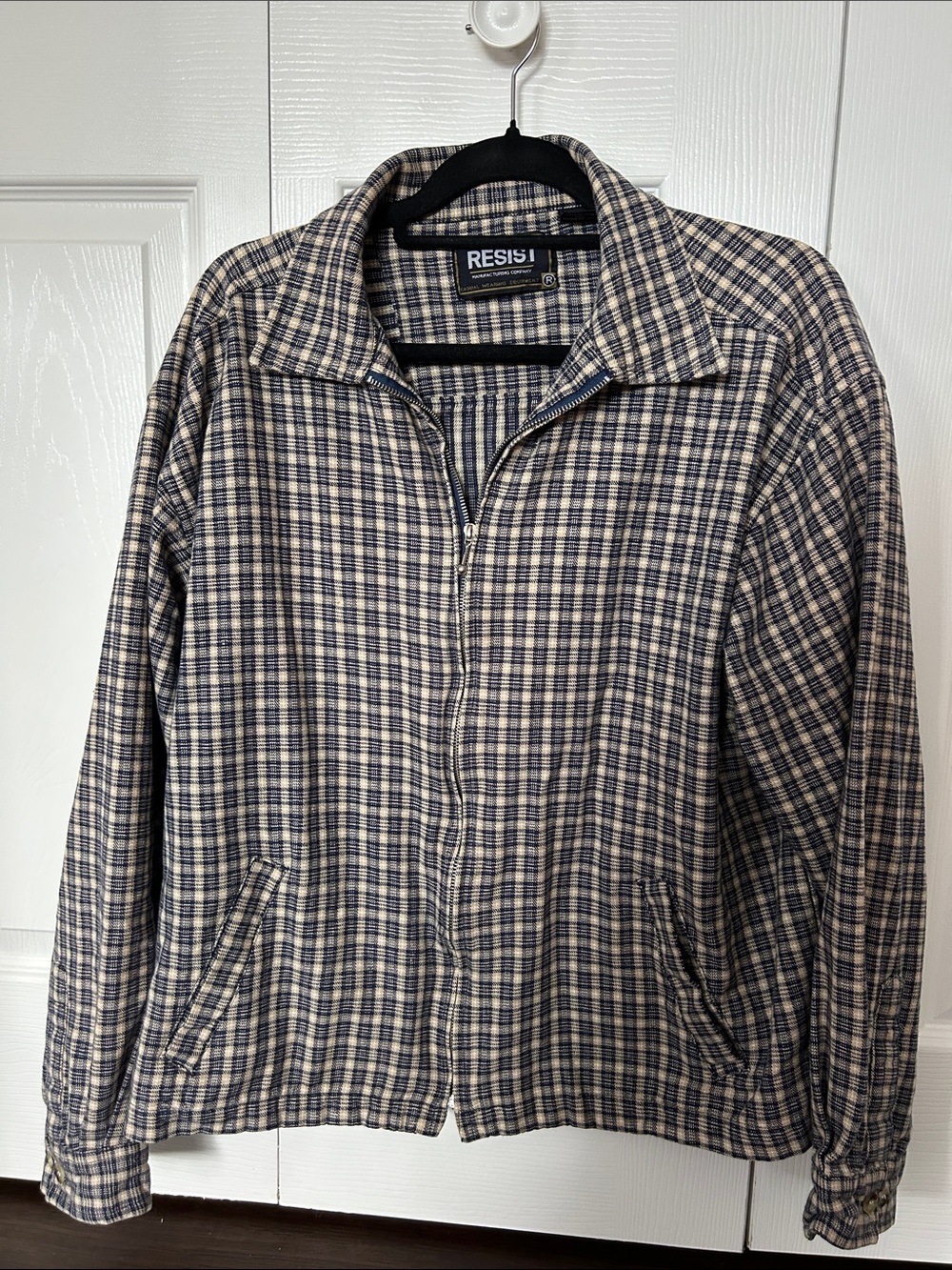 Vintage Cotton Plaid Zip Up Jacket